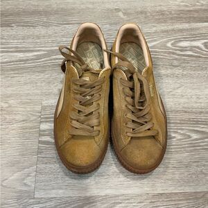 Puma Suede Platform SD JR 36569809 Oatmeal Gold Trainers Unisex US Womens 7.5